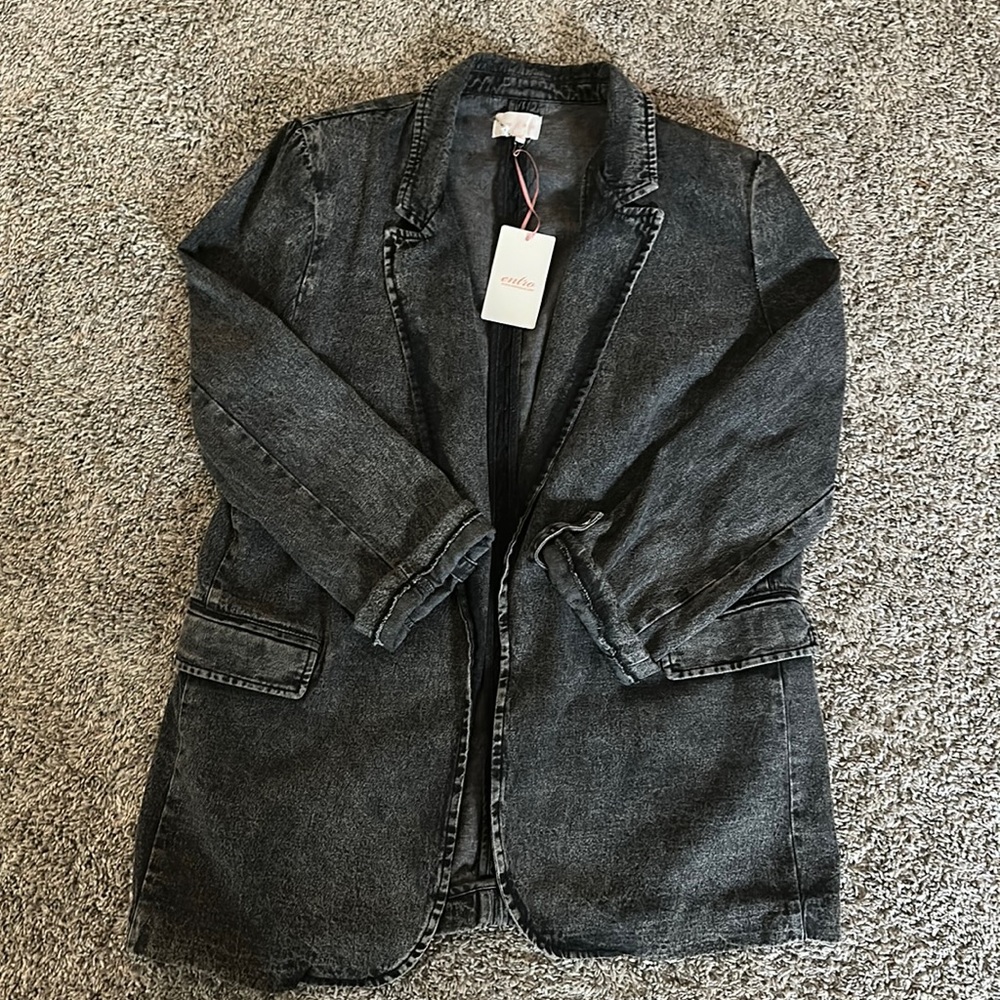 NWT Entro Grey Cotton Blazer Medium